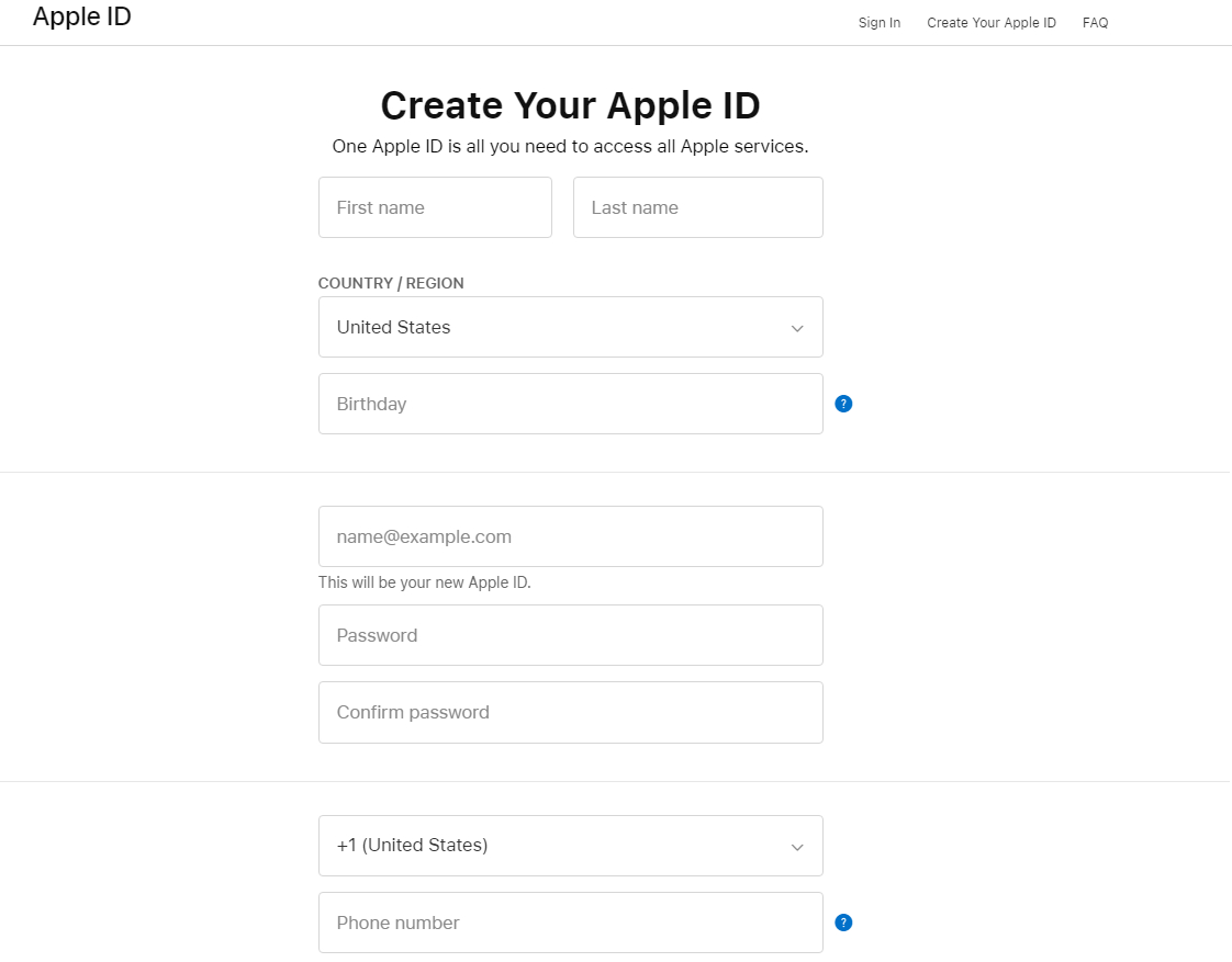 Create Apple Id In Rdc iCloud Sign Up